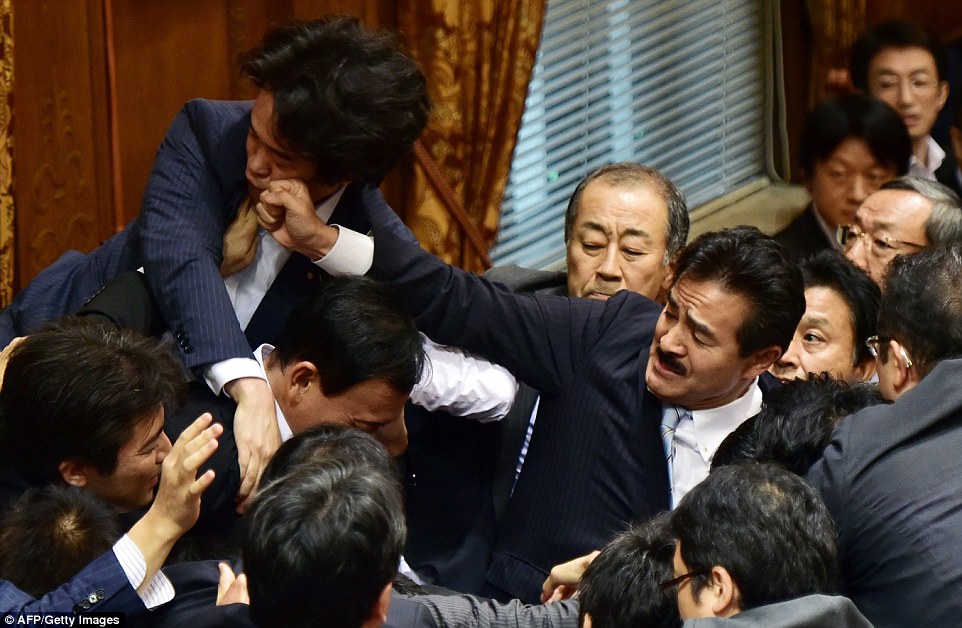 Japanese Diet Fistfight Inspires Meme Japan Trends